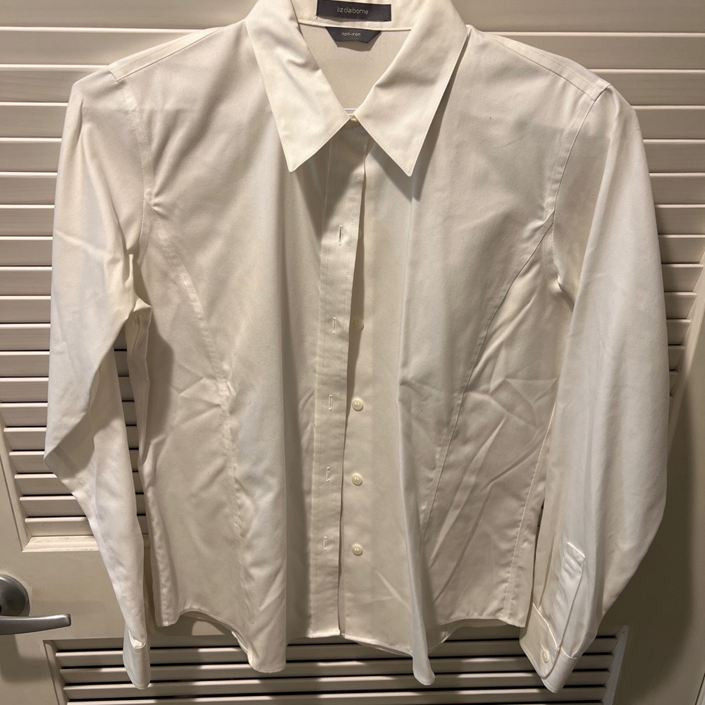 Liz Claiborne Non-Iron White Dress Shirt Classic Tailored Fit